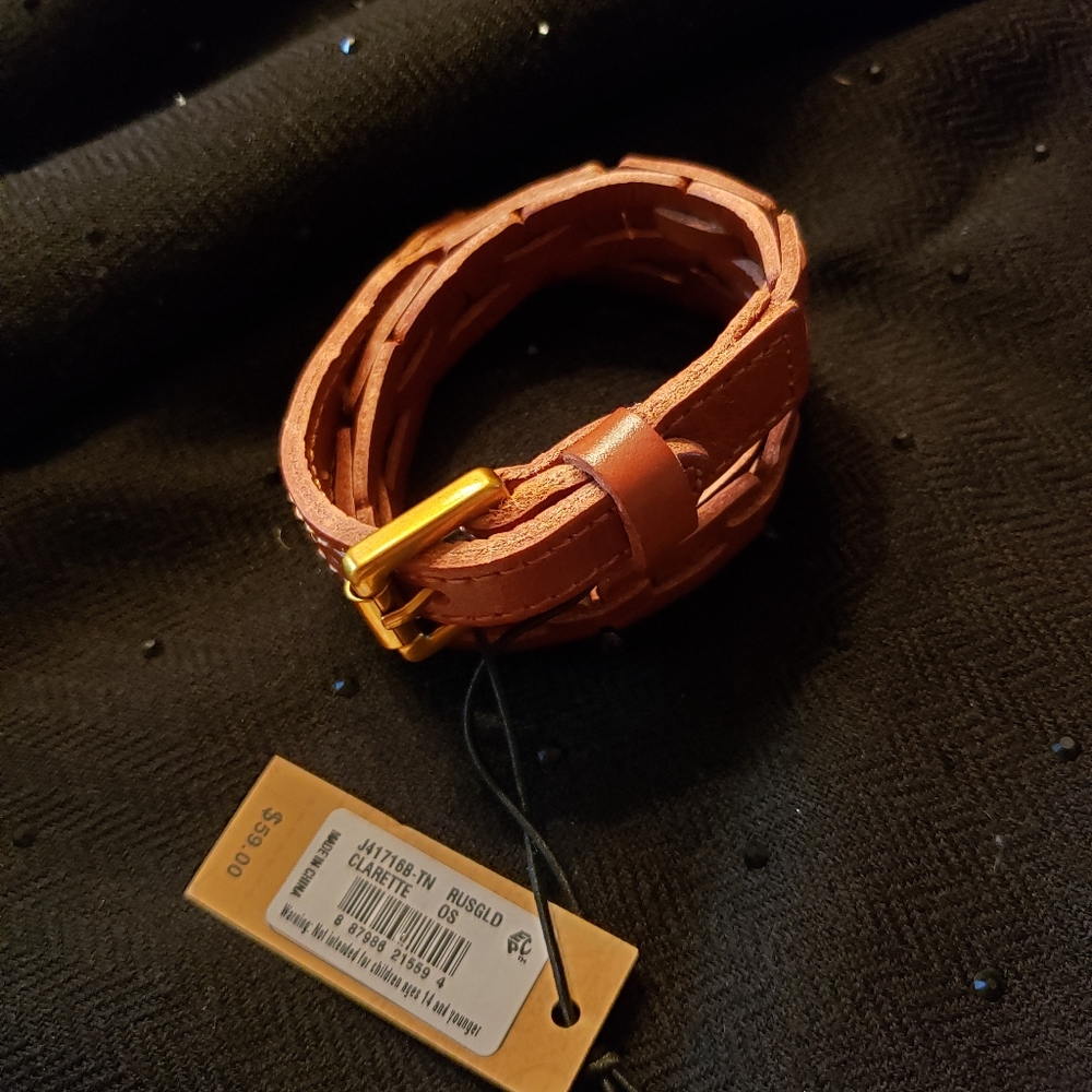 Patricia Nash brown leather braided bracelet